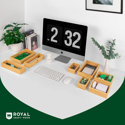 ROYAL CRAFT WOOD Bamboo Jewelry Organizer Box & Chests Set - Versatile Storage Solution for Makeup, Jewelry, and Bathroom Essentials (8 Boxes)