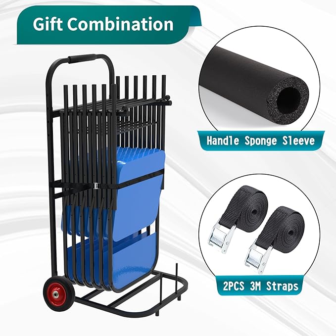 Folding Chair and Table Cart, Small-Sized Chair Storage Cart with 5 Inch Wheel Portable and Nice Solution to Storage and Move A Set of Folding Chair and Table with 200 LBS Weight Capacity