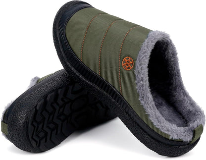 Womens Mens House Slippers Slip on Snow Winter Warm Fully Fur Lined Slippers Indoor Outdoor Shoes