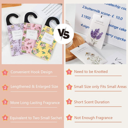ROSE COTTAGE Large 12 Packs Vanilla Hanging Closet Air Freshener Scented Sachets Long Lasting Smell Goods