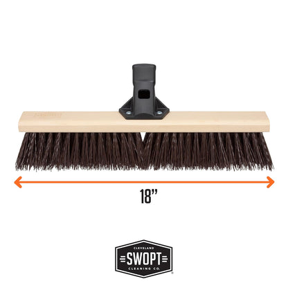 SWOPT 18" Premium Rough Surface Push Broom Head - Outdoor Broom for Driveways, Sidewalks, Patios - Interchangeable With All SWOPT Products for Efficient Cleaning & Storage