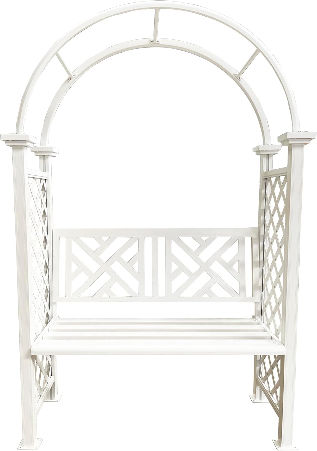 White Aluminum Garden Arbor Arch with 2-Seater Bench