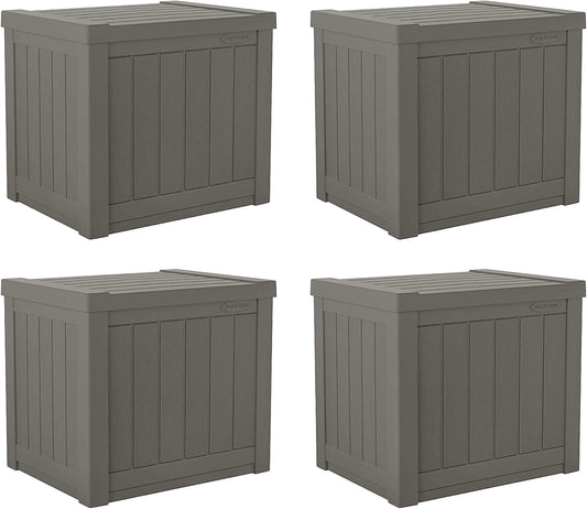 Suncast SS500ST 22 Gallon Small Resin Outdoor Patio Storage Deck Box (4 Pack)