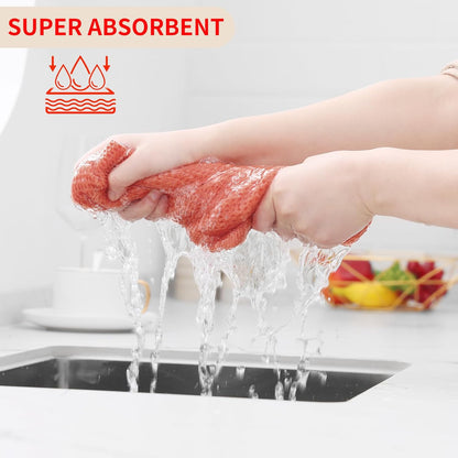 Homaxy 100% Cotton Waffle Weave Kitchen Dish Towels, Ultra Soft Absorbent Quick Drying Cleaning Towel, 13 x 28 Inches, 12-Pack, Coral