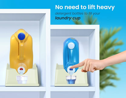 TidyFriend Laundry Detergent Holder Stand with Drip Tray, 2 Pack Laundry Soap Holder with Non-Slip Rubber Feet for Washing Space Organization, Angled Downward Slope for Easy Pouring (Green)