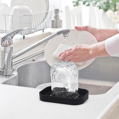 YASMEN 2 Pcs Silicone Soap Dish, Soap Holder with Drain, Sponge Holder for Kitchen Sink, Soap Dispenser Tray, Bathroom & Kitchen Sink Organizer, Rubber Soap Dishes for Bar Soap,Soap Bottles-Black/Grey