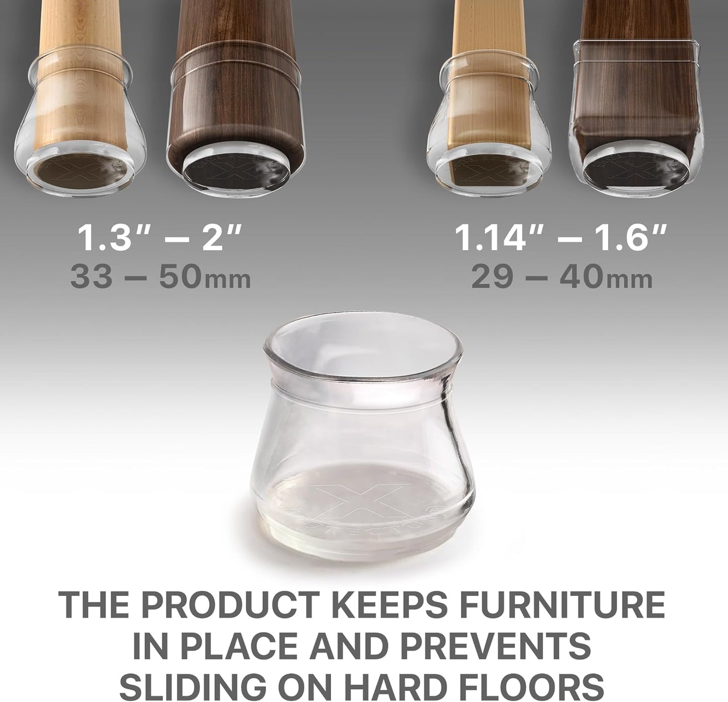X-Protector Silicone Chair Leg Floor Protectors with Non-Slip Furniture Pads - 32 PCS 1.3" - 2" - Anti-Slip Chair Leg Covers - Non-Skid Furniture Leg Caps - Furniture Pads for Hardwood Floors!