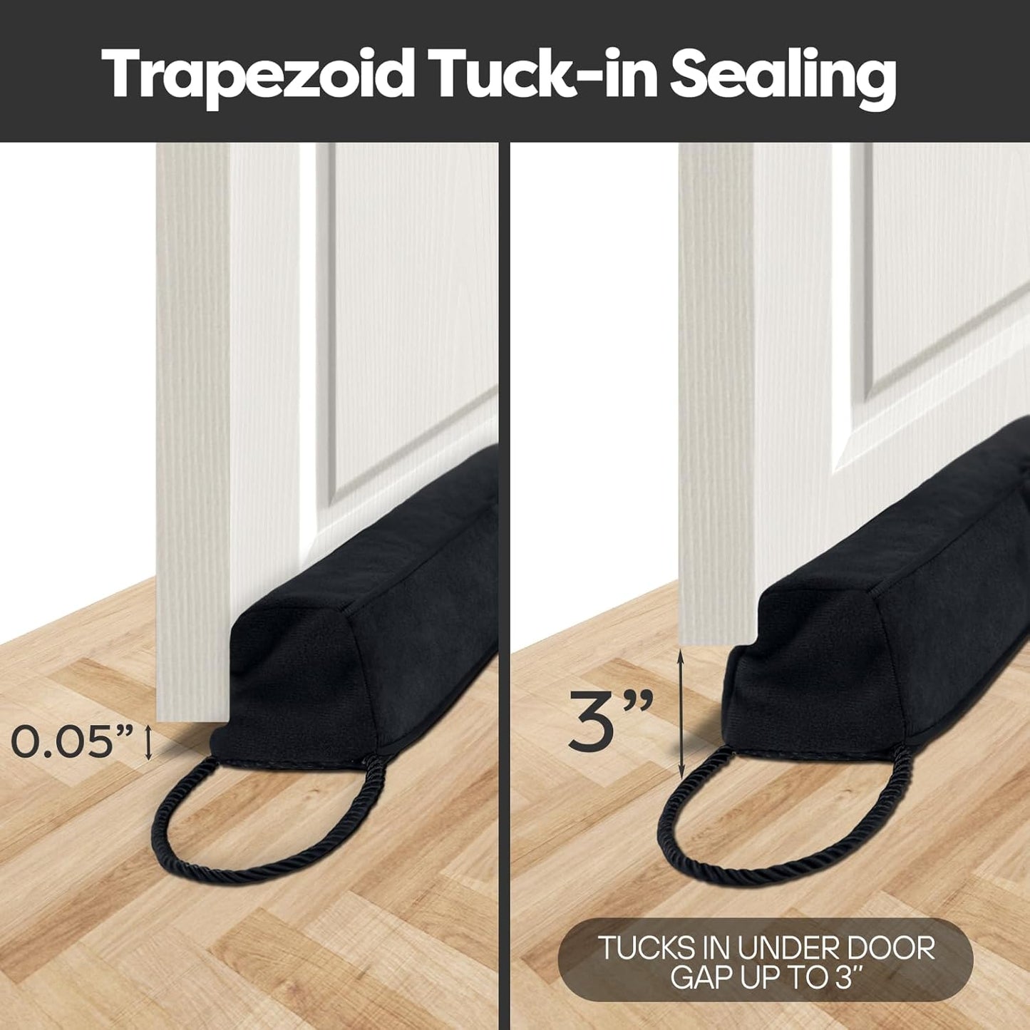 Comfyanno 38 Inch Weighted Door Draft Stopper for Front Door, Easy to Use Heavy Door Bottom Cold Air Blocker, for Exterior, Apartment, Back Door, Fits Door Gap Up to 3”, 2.2lb