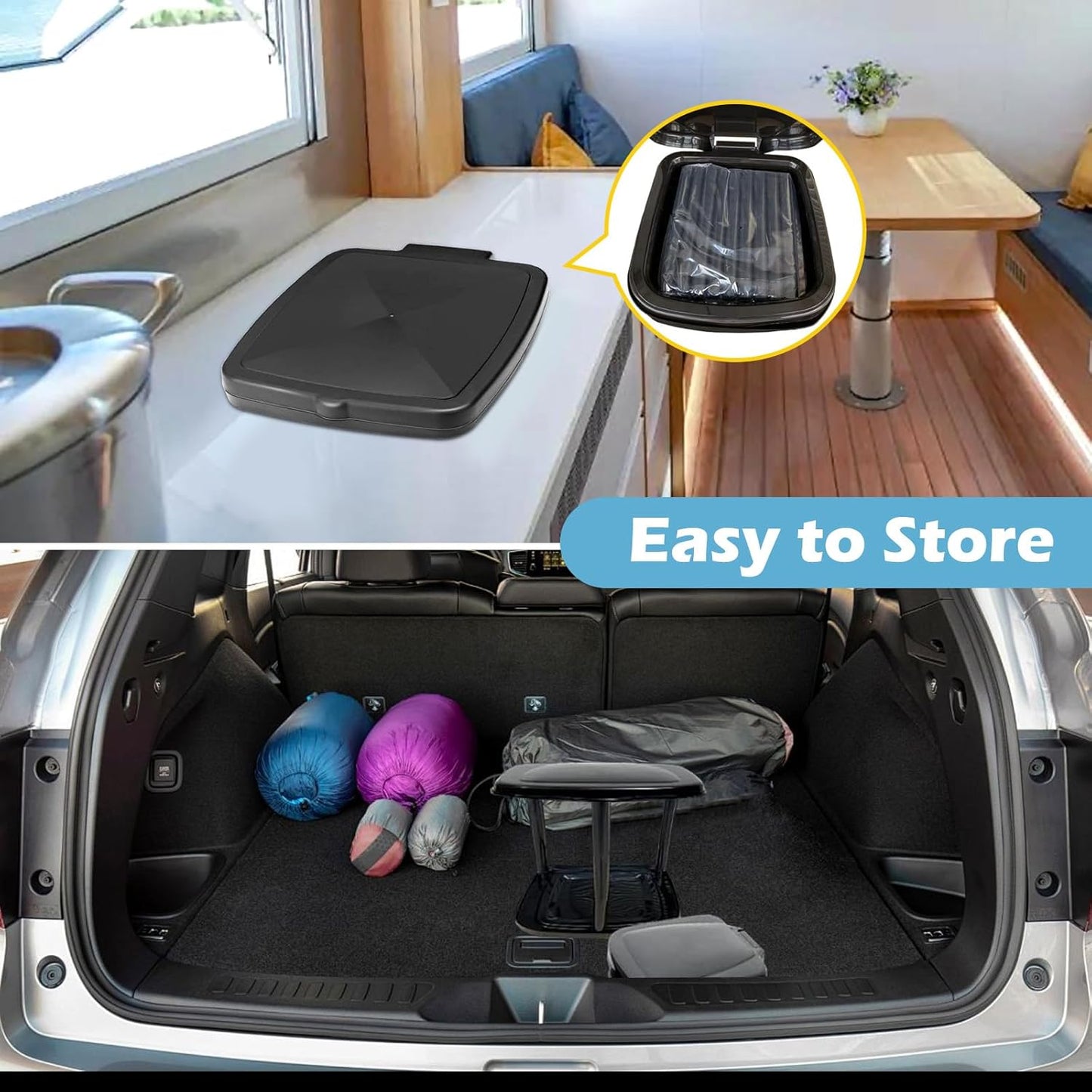 Collapsible Trash Bag Holder Portable Garbage Bin Holder Stand for Kitchen Outside 13 Gallon Plastic Outdoor Trash Can with Lid for Parties and Camping, Black