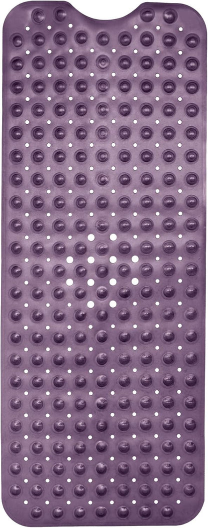 ENKOSI Bath Mat – 40 x 16 Inch Long Non-Slip Bathtub & Shower Mat with Suction Cups – Large PVC Bathroom Mat with Drain Holes for Tub & Shower (Bath - 40x16 Purple)