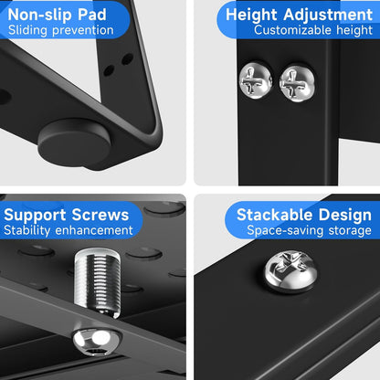 Expandable Cabinet Shelf Organizers, Kitchen Small Stand Rack Organization for Countertop Cupborad Pantry, Black 3 Pack