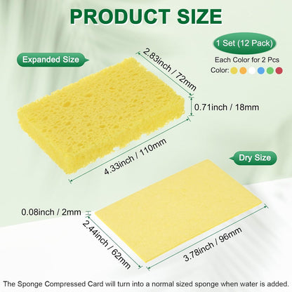 2-Set Kitchen Sponges, Condense Eco Cellulose Non-Scratch Scrub Heavy Sponge for Kitchen/Household/Bathroom, Clean Tough Messes Dish Scrubber [Multicolor]