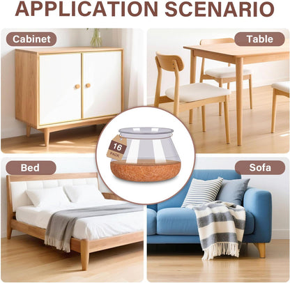 Chair Leg Floor Protectors Round Chair Leg Protectors for Hardwood Floors Silicone Caps Felt Furniture Pads Covers Anti-Scratch Reduce Noise 16 Pack Clear Round X-Large Fit 1-1/2" to 2" (38-50mm)