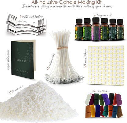 Hearth & Harbor Organic Soy Candle Wax for Candle Making, Premium 10 lbs Natural Candles Making Supplies, Beeswax-Free, Paraffin-Free, Pure Soy Wax Flakes Perfect for Candles, Tealights and Melts