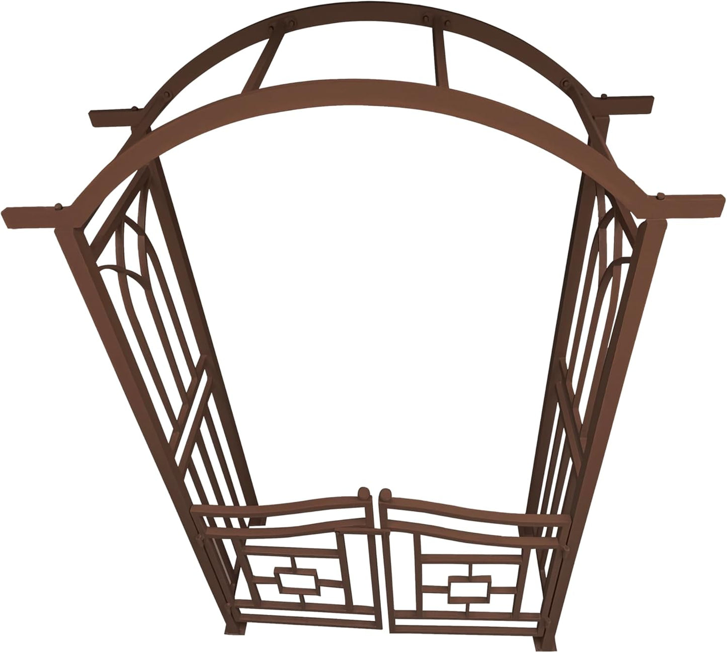 Brown Aluminum Garden Arbor Arch with Gate