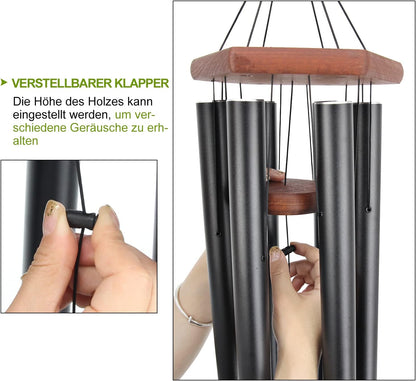 Wind Chimes for Outside Large Deep Tone, 44 Inch Black Memorial Windchimes, Outdoor Wind Chimes Gifts for Housewarming, Mother's Day, Christmas, Patio Garden Yard Decoration