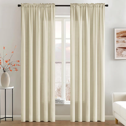 MIULEE Cream Beige Privacy Sheer Curtains That Let Light in 72 Inches Long Non-See-Through Semi Sheer Curtain Light Filtering Window Curtains Drapes for Living Room Bedroom 2 Panels Set 42 X 72