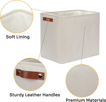 DULLEMELO Extra Large Storage Baskets, Fabric Storage Bins for Organizing Shelves Nursery Toys Books, Closet Baskets and Bins with Handles, Beige, 2-Pack