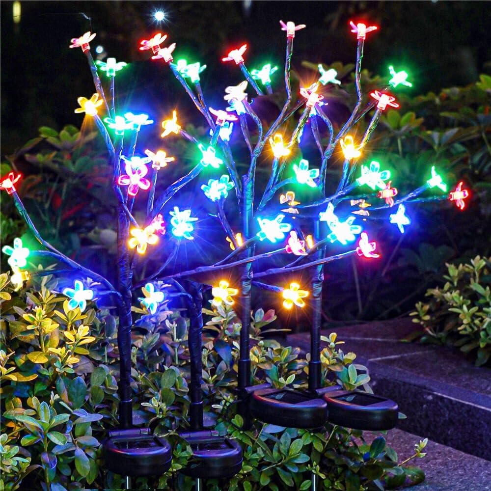 Solar Garden Lights Waterproof, Solar Outdoor Lights Decorative 8Pack, 160Led Solar Powered Flowers Garden Decor, Outdoor Fairy Light for Yard,Pathway,Lawn,Outside Decorations