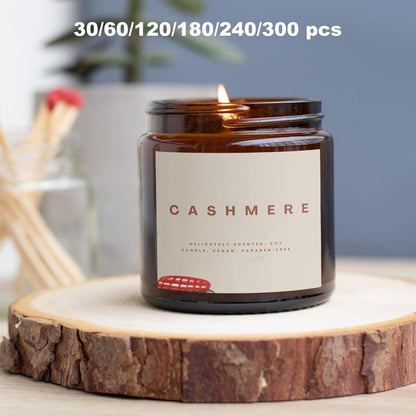 30-300 PCS Custom Square Stickers Labels for Small Business Logo, Glossy Waterproof Square Vinyl Stickers for Candle Jar Coffee, 1-8 in