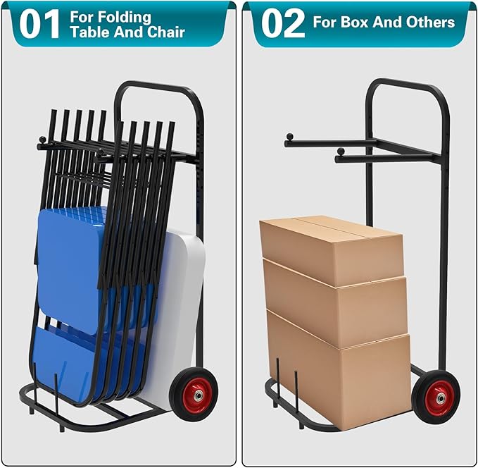 Folding Chair and Table Cart, Small-Sized Chair Storage Cart with 5 Inch Wheel Portable and Nice Solution to Storage and Move A Set of Folding Chair and Table with 200 LBS Weight Capacity