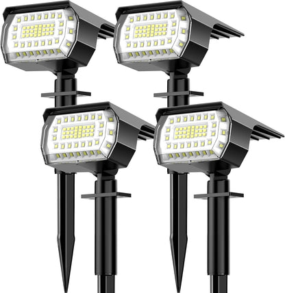LANSOW Solar Spot Lights Outdoor, [4 Pack/57 LED] 2-in-1 Solar Landscape Spotlights, 3 Modes IP65 Waterproof Dusk to Dawn Solar Powered Flood Wall Lights for Outside Yard Garden Pathway(Cool White)