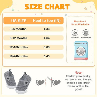 FEETCITY Baby First Walking Shoes Wide Baby Shoes Infant Sneakers Newborn Crib Shoe Barefoot Lightweight Slip On Shoe
