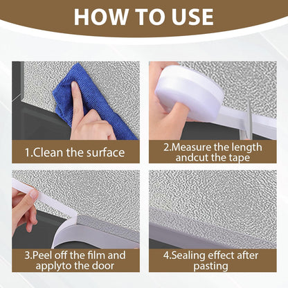 FOURGUN Silicone Weather Stripping Seal Door Tape 35 MM * 33FT Insulates Soundproofs Perfect for Door Frames Windows Bathroom Shower Glass Gaps Blocks Cold Air Rain