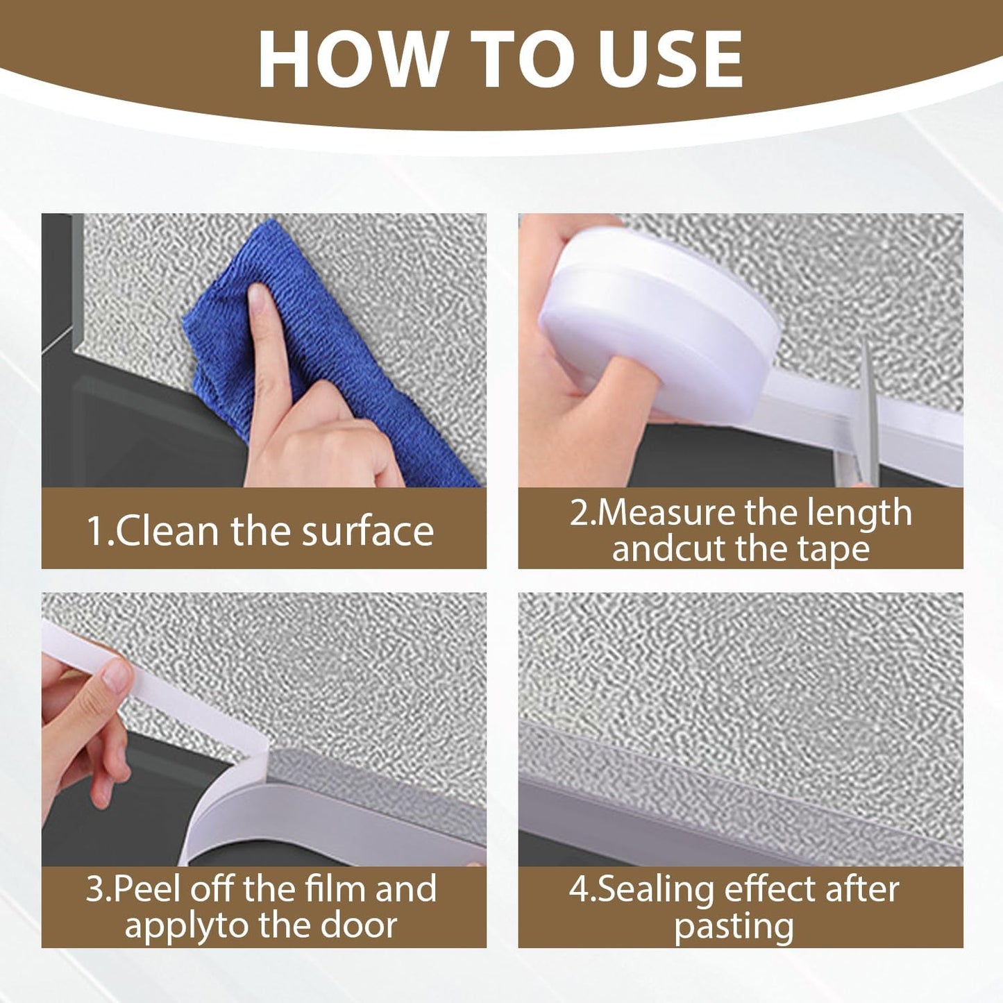 FOURGUN Weather Stripping Door Seal 45 MM * 16.5FT Insulates Soundproofs Perfect for Door Frames Windows Bathroom Shower Glass Gaps Blocks Cold Air Rain Door Seal Strip