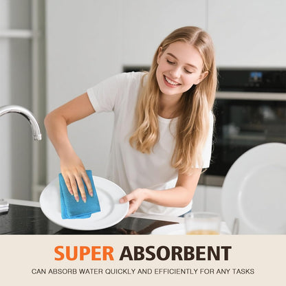 KinHwa Kitchen Washcloths for Dishes Absorbent Microfiber Dish Cloths Quick Dry Dish Rags with Poly Scour Scrub Side Ideal for Kitchen Cleaning (Blue, 12inchx12inch 9 Pack)