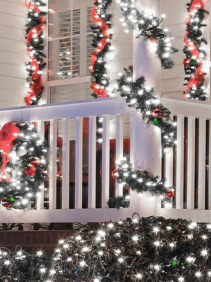 Cool White Solar Christmas Lights Outdoor Decorations Waterproof, Tatal 2 Pack 200LED 66FT Solar String Lights Green Wire with 8 Modes, Christmas Fairy Light for Xmas Tree Party Wedding Garden Decor