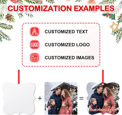 Personalized Photo Christmas Ornaments Double-Sided Metal Custom Picture Christmas Ornament 2024, Customized Xmas Tree Decorations Memorial Gifts for Kids Couples Family Friends Pet