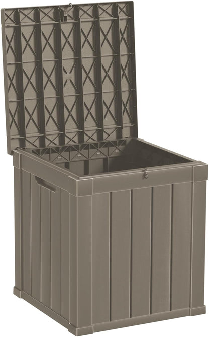 50 Gallon Double-Wall Resin Deck Box - Lockable Waterproof Outdoor Storage Box, 515lbs Capacity & Doubles as Seating for Patio Furniture - Garden Tools, Pool Accessories (Brown)