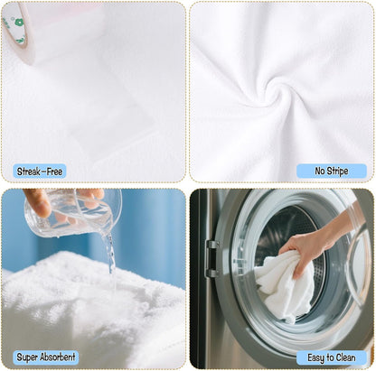 4 Pack Extra Large Microfiber Cleaning Cloths 20"x30", Lint-Free Reusable Towels for Home, Glass, Windows, Office, Kitchen, Bathroom – White