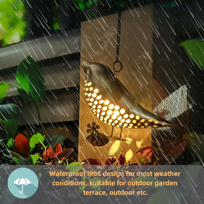 Solar Birds Lights Metal Outdoor Decor,Hanging Wall Decorations Outside Yard Art Garden,Waterproof Lanterns for Patio,Porch,Backyard,Fence,Gifts for Women,Mom