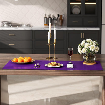 Quality Silicone Table Mat 47x24 Inch - High Heat Resistant (Lab Tested 482°F), Non-Slip Oil-Resistant Surface for Baking & DIY | Waterproof & Easy Clean (Purple)