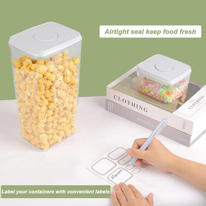 Pop Food Storage Containers with Lids Airtight Spaghetti Container with Labels Pasta Organizer for Kitchen Pantry Cereal Snack Flour Sugar Coffee (4pcs 500ml/0.5qt)