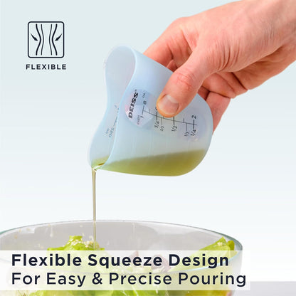 Deiss PRO 3 Piece Silicone Measuring Cup Set - Versatile & Durable, Easy-Pour Spout, Non-Stick for Easy Clean, Heat-Resistant - Squeeze & Pour Liquid Measuring Cups - Ideal for Baking, Cooking, Resin