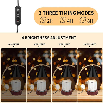 Candle Warmer Lamp with Timer and Dimmer, Electric Scented Wax Warmer for Bedroom, Home Decor Aroma Candle Holder Night Light/Table Lamp - Gift (ABC-Golden-Cresent)