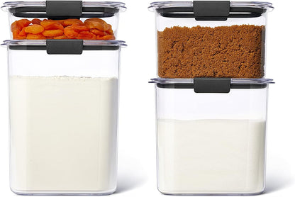 Rubbermaid Brilliance Pantry Food Storage Containers, Set of 4 (8 Pieces), BPA-Free, Clear, Airtight