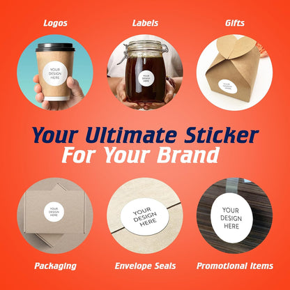 100 Custom Vinyl Stickers - Upload Your own Image, Text, Design, Logo - Personalized Logo Labels for Handmade, Packaging, Bottle, Jars, Candle, Brand Stickers (White, 1.5x1.5)