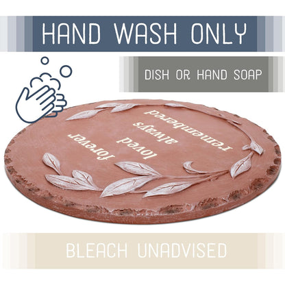 NAT & Jules Floral Laurel Wreath Leaves Pattern Dimensional Indoor Outdoor 12 inch Round Cast Resin Decorative Garden Stepping Stone, Patio, Walkway Sculpture Yard Art, Forever Loved Red