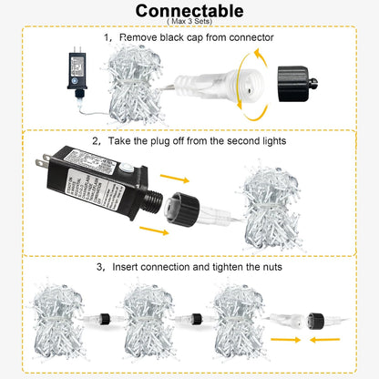 White Christmas Lights Outdoor - 33ft 400 LED Icicle Lights for Outside House, Twinkle Outside Lights Plug in 8 Modes Timer Waterproof for Patio Window Holiday Wedding Party Pathway Indoor Decorations