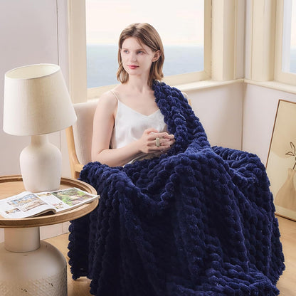 NEWCOSPLAY Super Soft King Blanket Dark Navy Premium Silky Flannel Fleece 3D Clouds Stylish Jacquard Lightweight Bed Blanket All Season Use 350GSM (Dark Navy, King(90"x110"))