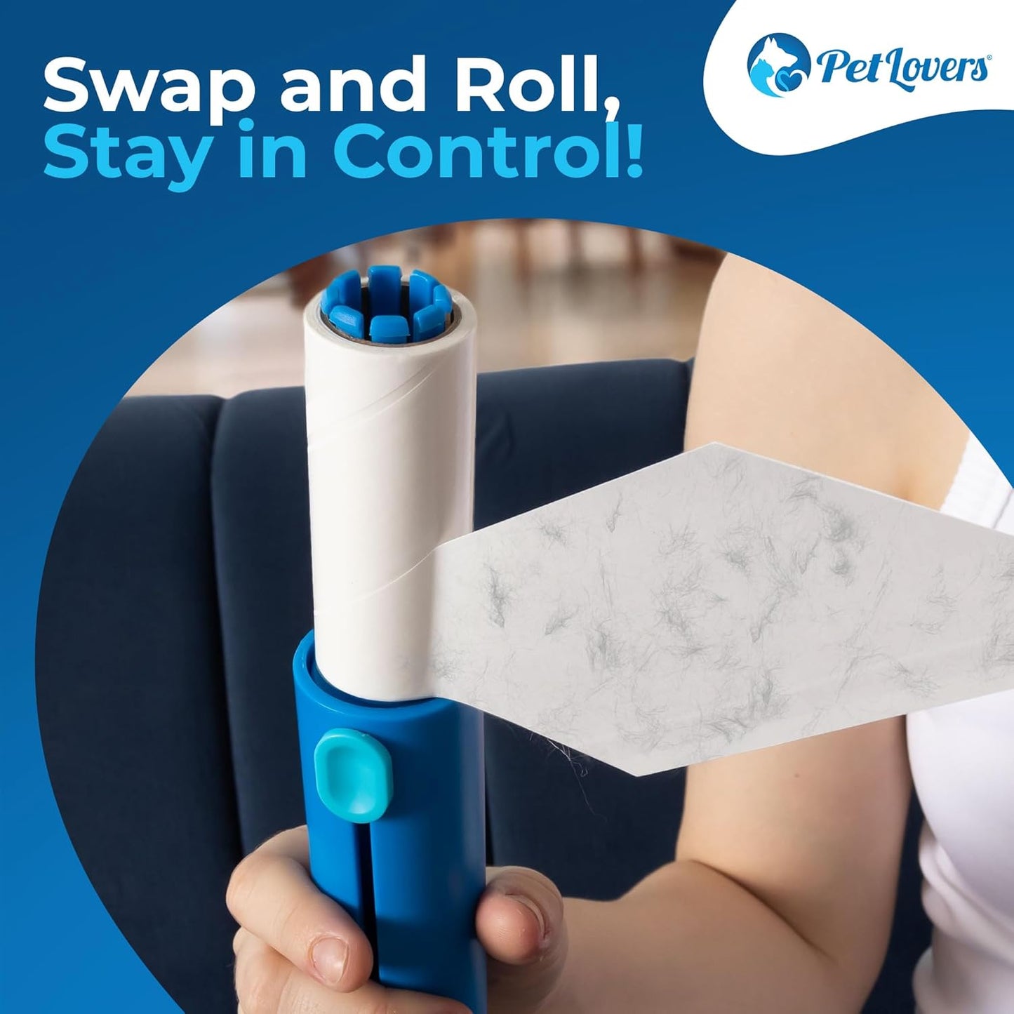 PetLovers Mini Lint Roller Travel Size 50 Sheets – Compact pet Hair Remover for Dog and cat Fur. Lightweight Design Ideal for Clothes Furniture and car. Perfect for Quick and Easy on The go Cleaning