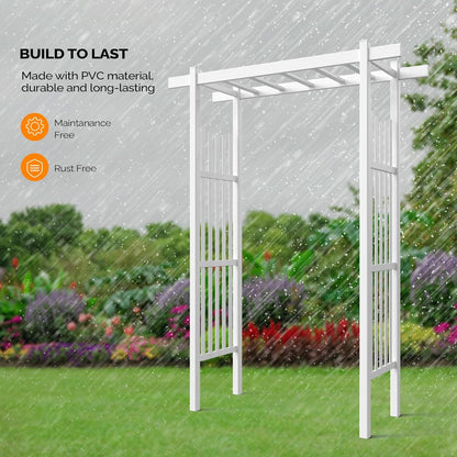 VINGLI Garden Arbor, PVC Wedding Arch for Ceremony Party, Garden Trellis for Climbing Plants Outdoor, Arch Backdrop Stand for Garden, Backyard, Lawn, Wedding