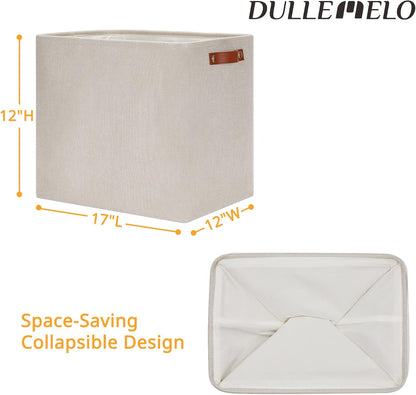 DULLEMELO Fabric Storage Basket, Large Storage Bin for Organization, Closet Storage Bins for Clothes Blankets Nursery Shelves, Collapsible Storage Container Box with Handles(Cream)