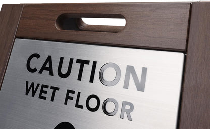 Premium Outdoor Composite Caution Wet Floor Sign – Bilingual w/Non-Skid Plastic Feet, Black Plate – For Hotels, Schools, Offices, Areas, Restrooms, Pool Decks - Brown 2 Pack