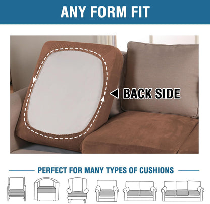 H.VERSAILTEX Velvet Stretch Couch Cushion Cover Plush Cushion Slipcover for Chair Loveseat Sofa Cushion Furniture Protector Seat Cushion Sofa Cover (3 Piece XL Sofa Cushion Covers, Caramel)