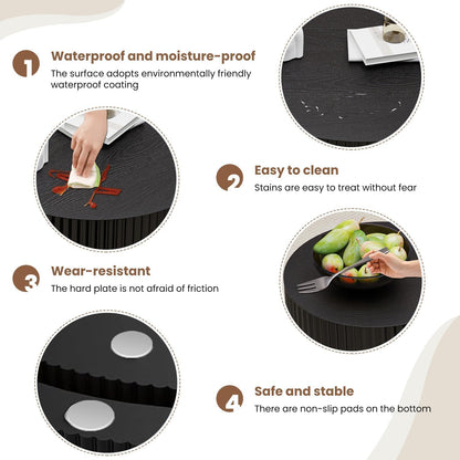 WXFKLDJ Round Nesting Coffee Table Set Cylindrical Wooden Coffee Table Sofa Center Table Circle Embossed Design Side Table for Living Room Apartment No Assembly (Round Black Small)